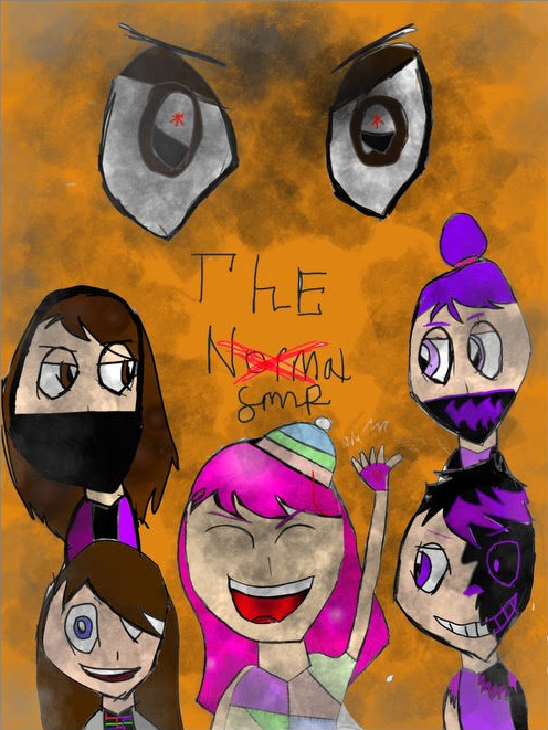 The Normal SMP poster featuring five kids on an orange background with the words "The Normal SMP" with "Normal" crossed out and angry eyes above.